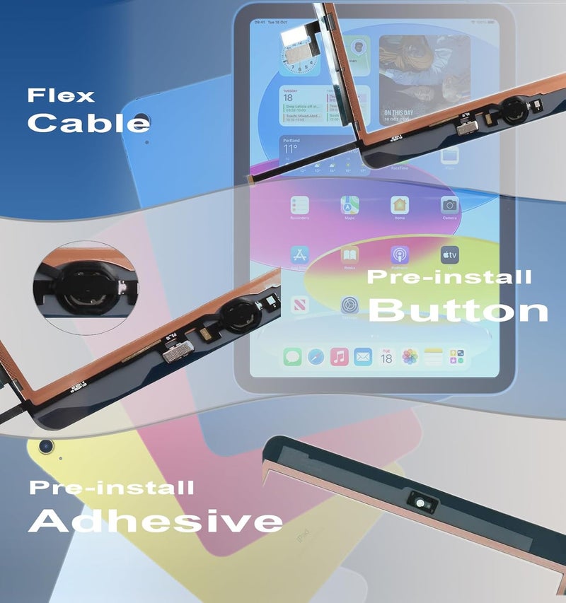 DATTON for iPad 7 8 Gen(7/8th Generation 2019/2020) A2197 A2198 A2200 A2270 A2428 A2429 A2430 10.2” Touch Digitizer Glass Pre-Adhesive Home Button Screen Replacement Kit, Protector&Repair Tools (No LCD) - Image 3